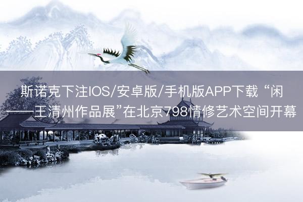 斯诺克下注IOS/安卓版/手机版APP下载 “闲——王清州作品展”在北京798情修艺术空间开幕