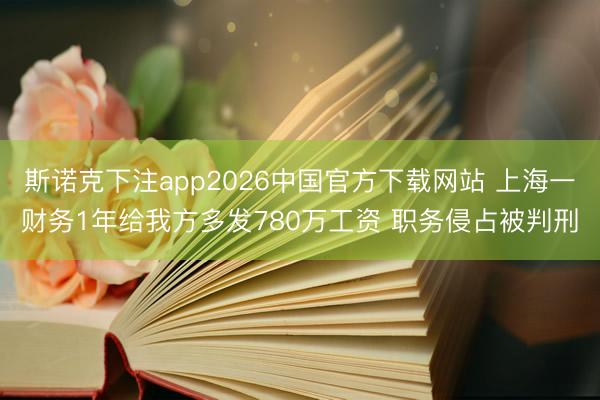 斯诺克下注app2026中国官方下载网站 上海一财务1年给我方多发780万工资 职务侵占被判刑