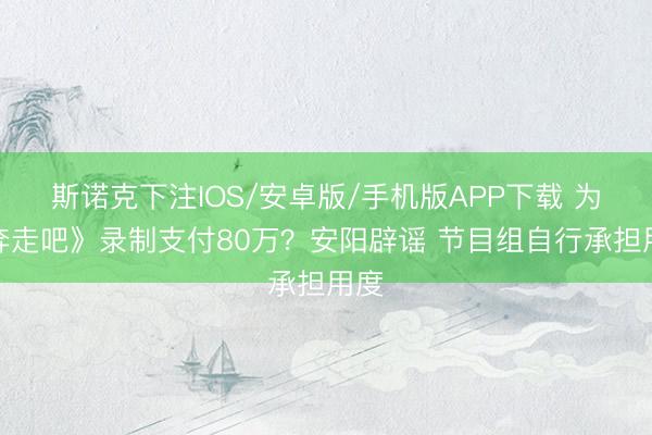 斯诺克下注IOS/安卓版/手机版APP下载 为《奔走吧》录制支付80万?安阳辟谣 节目组自行承担用度