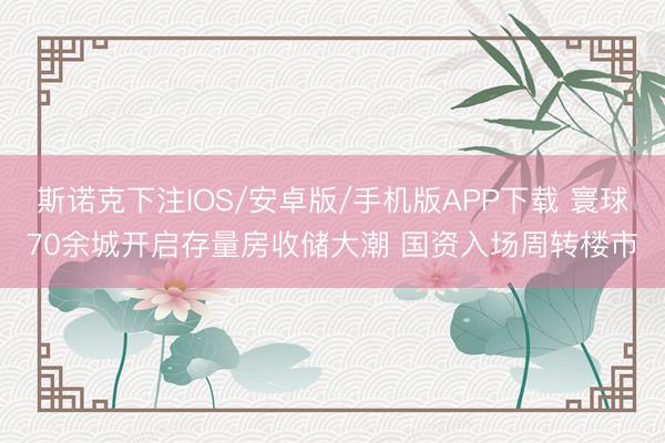 斯诺克下注IOS/安卓版/手机版APP下载 寰球70余城开启存量房收储大潮 国资入场周转楼市
