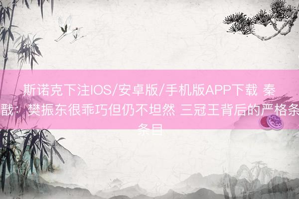 斯诺克下注IOS/安卓版/手机版APP下载 秦志戬：樊振东很乖巧但仍不坦然 三冠王背后的严格条目
