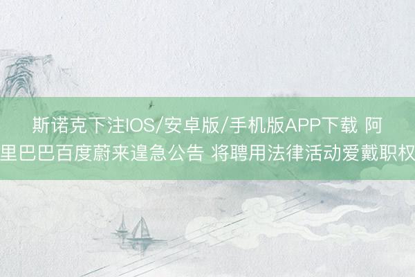 斯诺克下注IOS/安卓版/手机版APP下载 阿里巴巴百度蔚来遑急公告 将聘用法律活动爱戴职权