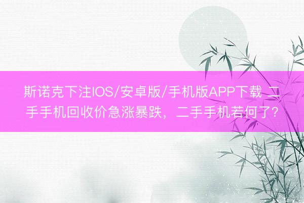 斯诺克下注IOS/安卓版/手机版APP下载 二手手机回收价急涨暴跌，二手手机若何了？