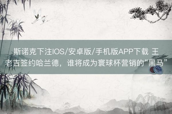 斯诺克下注IOS/安卓版/手机版APP下载 王老吉签约哈兰德，谁将成为寰球杯营销的“黑马”