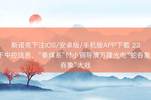 斯诺克下注IOS/安卓版/手机版APP下载 23亿拿下中控信息，“秦煤系”付小铜导演万隆光电“蛇吞象”大戏