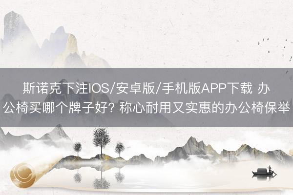 斯诺克下注IOS/安卓版/手机版APP下载 办公椅买哪个牌子好? 称心耐用又实惠的办公椅保举