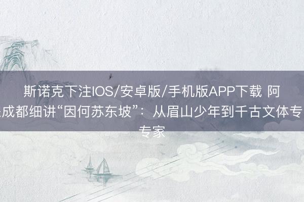 斯诺克下注IOS/安卓版/手机版APP下载 阿来成都细讲“因何苏东坡”:从眉山少年到千古文体专家