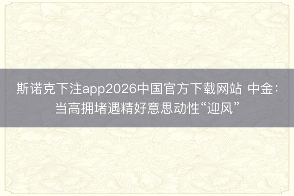 斯诺克下注app2026中国官方下载网站 中金:当高拥堵遇精好意思动性“迎风”