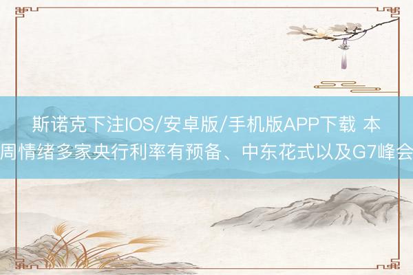 斯诺克下注IOS/安卓版/手机版APP下载 本周情绪多家央行利率有预备、中东花式以及G7峰会