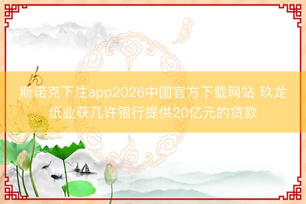 斯诺克下注app2026中国官方下载网站 玖龙纸业获几许银行提供20亿元的贷款
