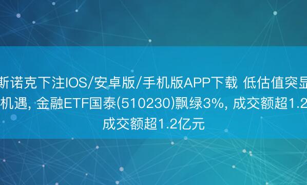 斯诺克下注IOS/安卓版/手机版APP下载 低估值突显布局机遇, 金融ETF国泰(510230)飘绿3%, 成交额超1.2亿元