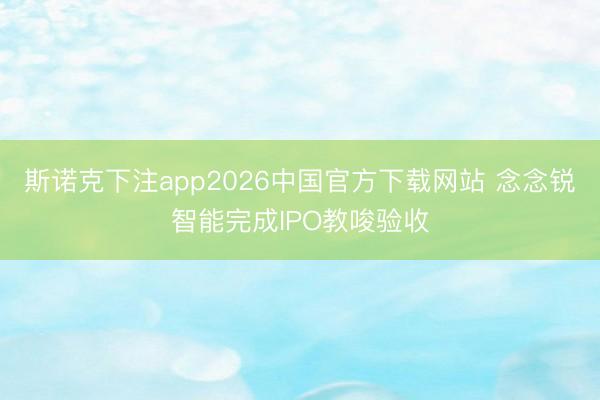 斯诺克下注app2026中国官方下载网站 念念锐智能完成IPO教唆验收