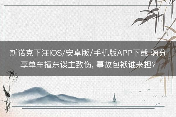 斯诺克下注IOS/安卓版/手机版APP下载 骑分享单车撞东谈主致伤， 事故包袱谁来担?